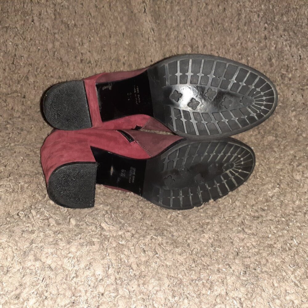 AQUATALIA-Ankle Booties-Colorblock Maroon/Dk Red Suede-Side Zip-Sz 6.5-Excellent - Picture 8 of 8